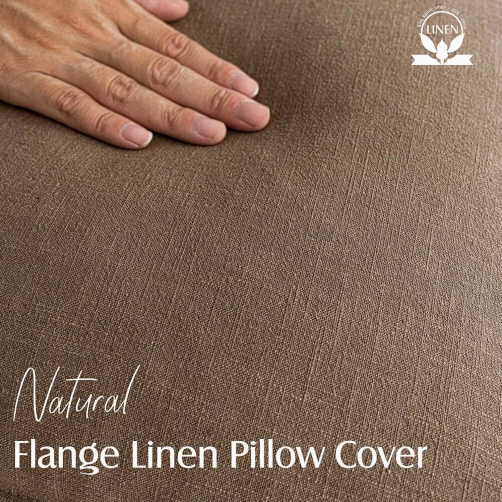 Foindtower. Two pack linen pillowcases for 20X20 cushions light brown.